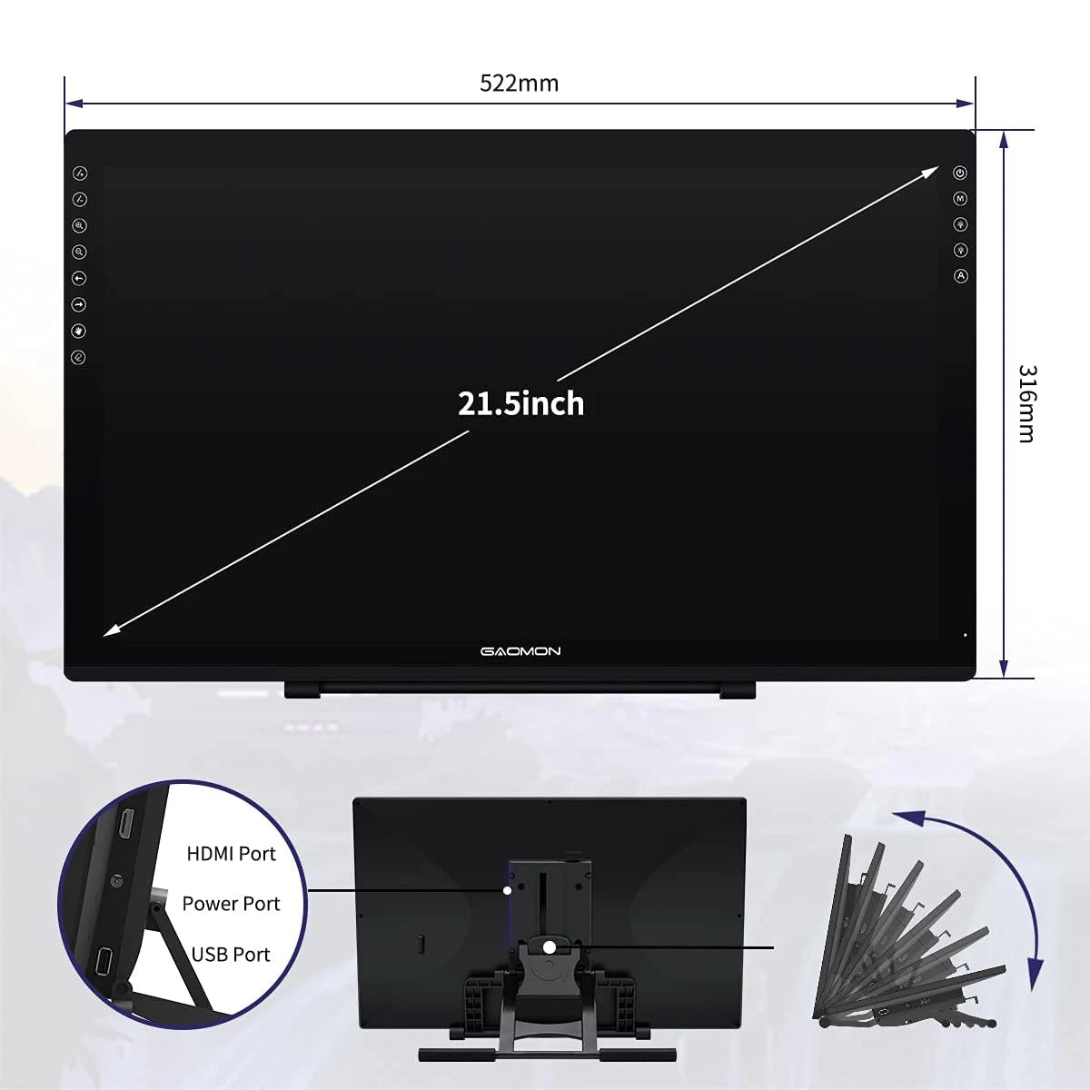 GAOMON PD2200 Pen Display With AntiGlare Screen And Adjustable Stand by S And B Enterprise