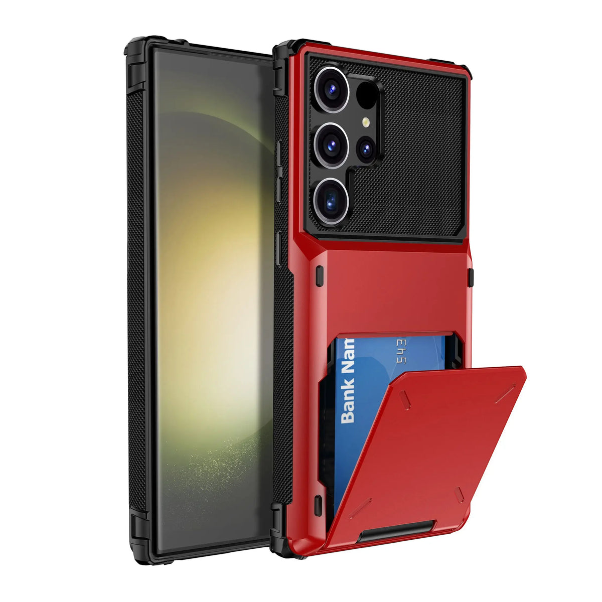 S And B Enterprise wallet cases with card holder for Samsung Galaxy S25/S24 series; red and black, dual-layer shockproof