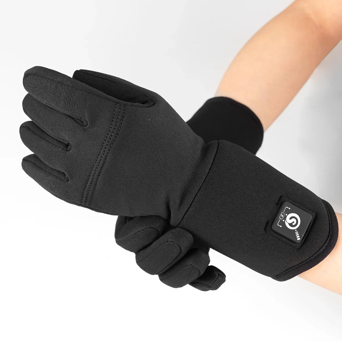 SAVIOR Winter Thermal Heated Gloves, black fabric with S&B logo on cuff