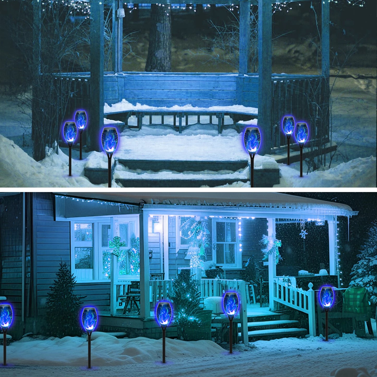 Solar Torch Lights Outdoor Flickering Flame Waterproof Garden Decor by S And B Enterprise