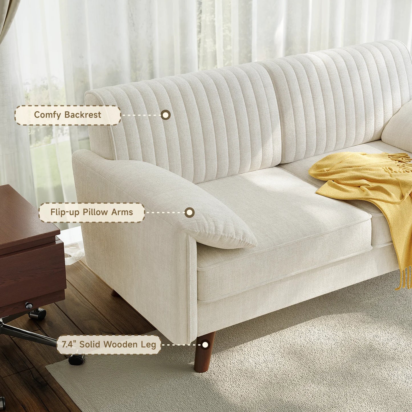 Chenille Loveseat Sofa For Small Spaces Deep Seat Comfort