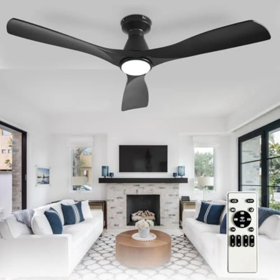 Ceiling Fan With Lights Three Blade Flush Mount Low Profile Dimmable by S And B Enterprise