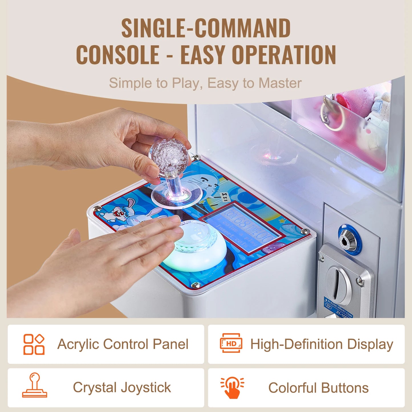 SucceBuy Claw Machine  0-3”Jaw Diameter 0-5”Jaw lifting Crane Prize Grabber Commercial Arcade Game Dispenser Vending Toy For Kid
