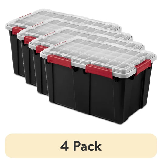 4 Pack Waterproof Gasket Tote Storage Bin With Airtight Lid