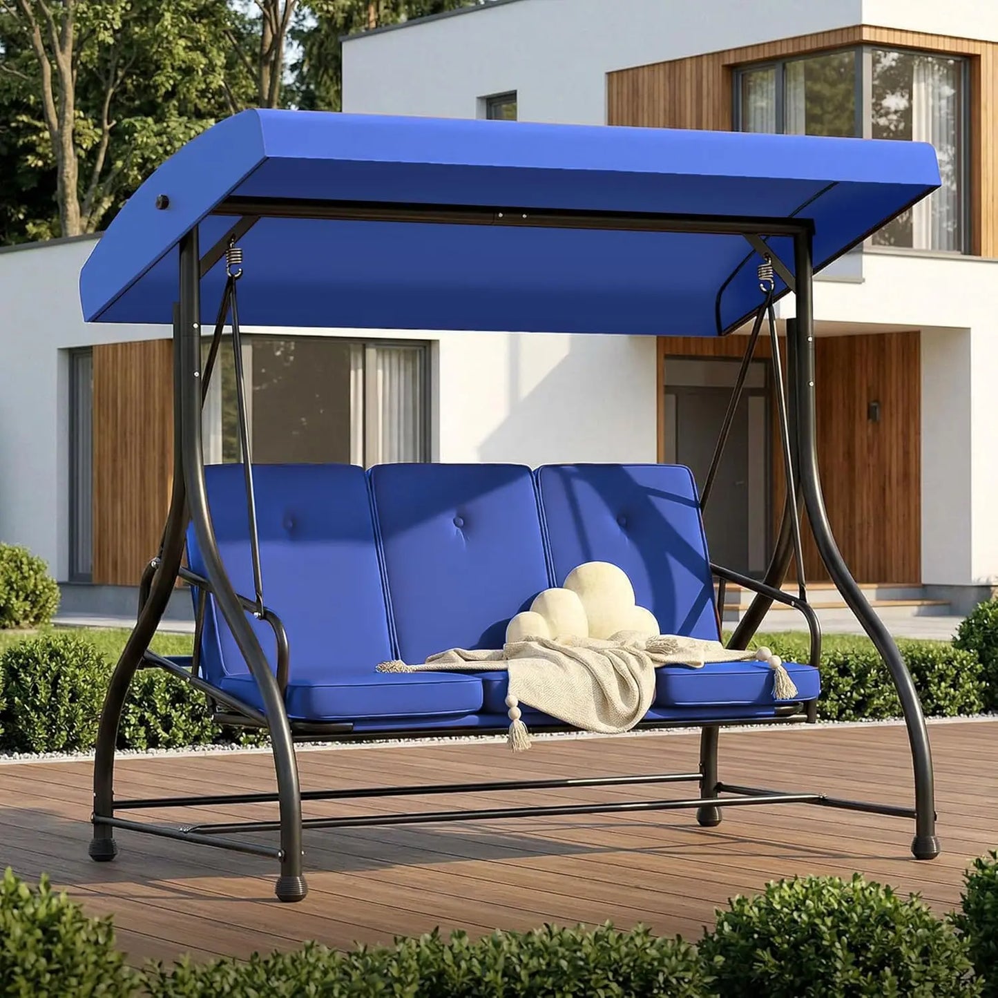 Outdoor Patio Swing Chair With Adjustable Canopy And Removable Cushion by S And B Enterprise