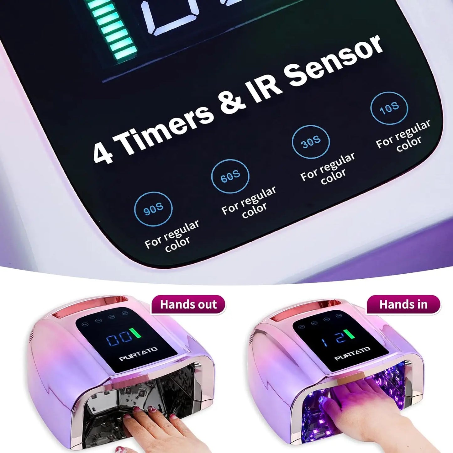 96W UV LED Nail Lamp With Smart Sensor Four Timers
