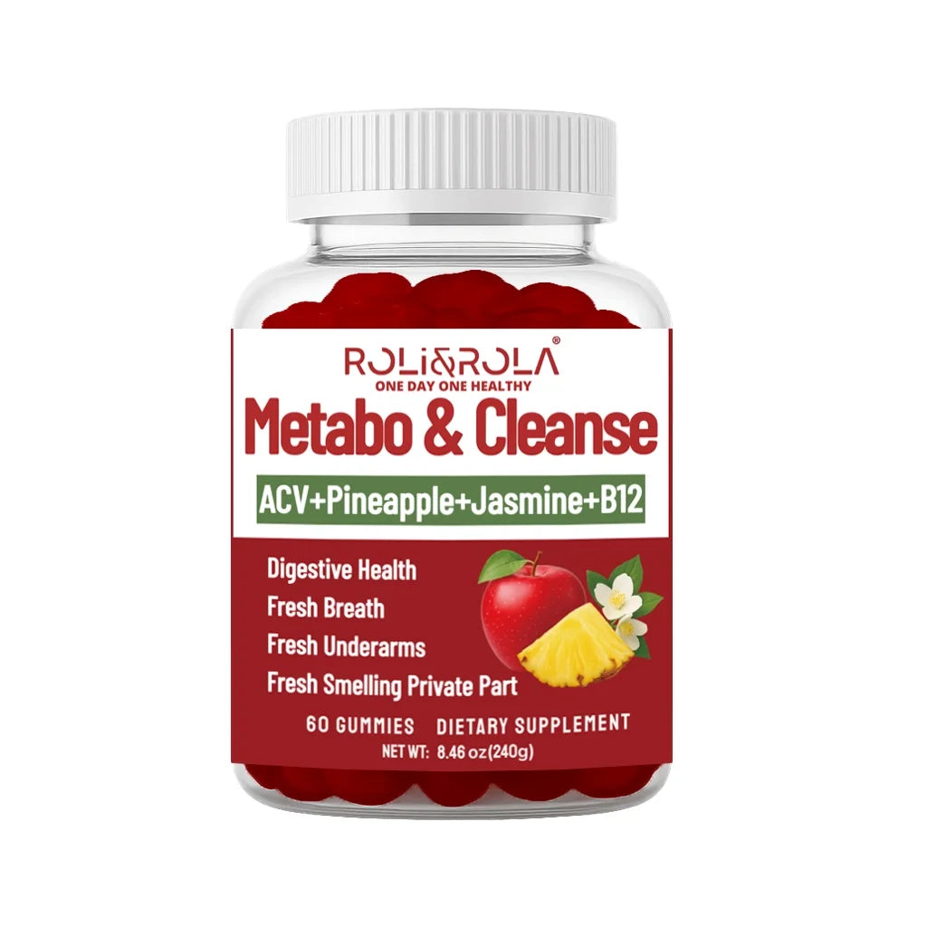 Metabo & Cleanse gut health gummies from S And B Enterprise with ACV, pineapple, jasmine, B12, 60 gummies