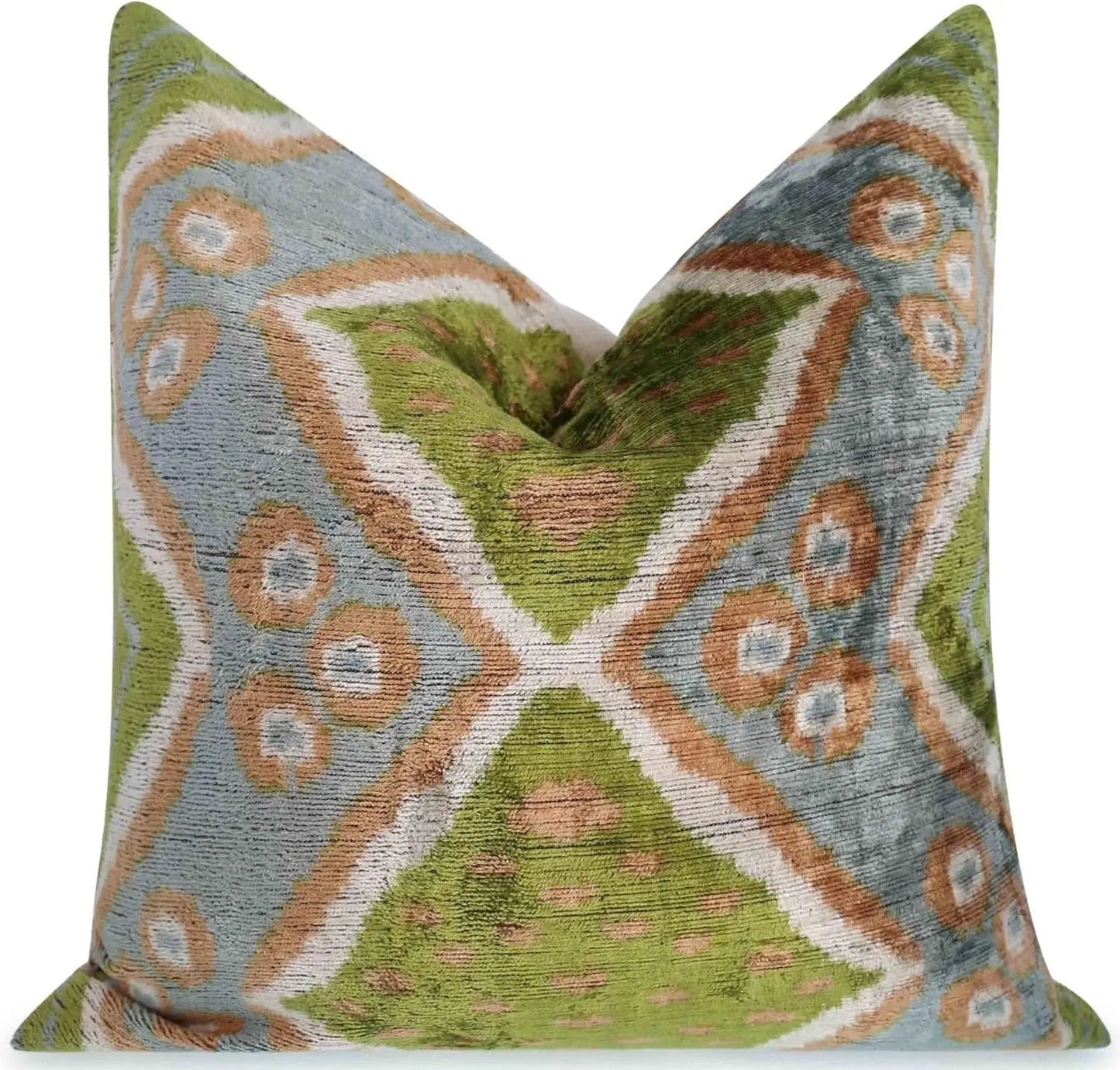Geometric Ikat Velvet Throw Pillow With Premium Down Insert