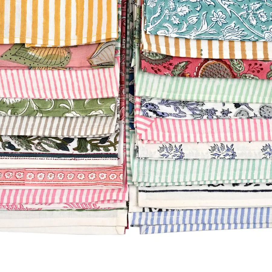 Hand Block Print Cotton Kitchen Towel Set Absorbent Quick Dry
