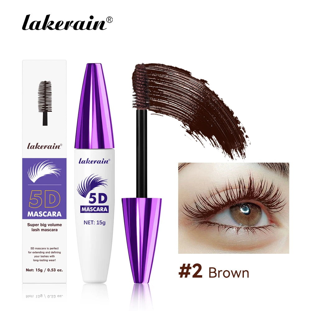 Lakerain 5D Mascara Eyelashes Waterproof Nourishing Smudge-Proof Lengthening Long-Lasting Intense Black Mascara Eye Makeup by S And B Enterprise