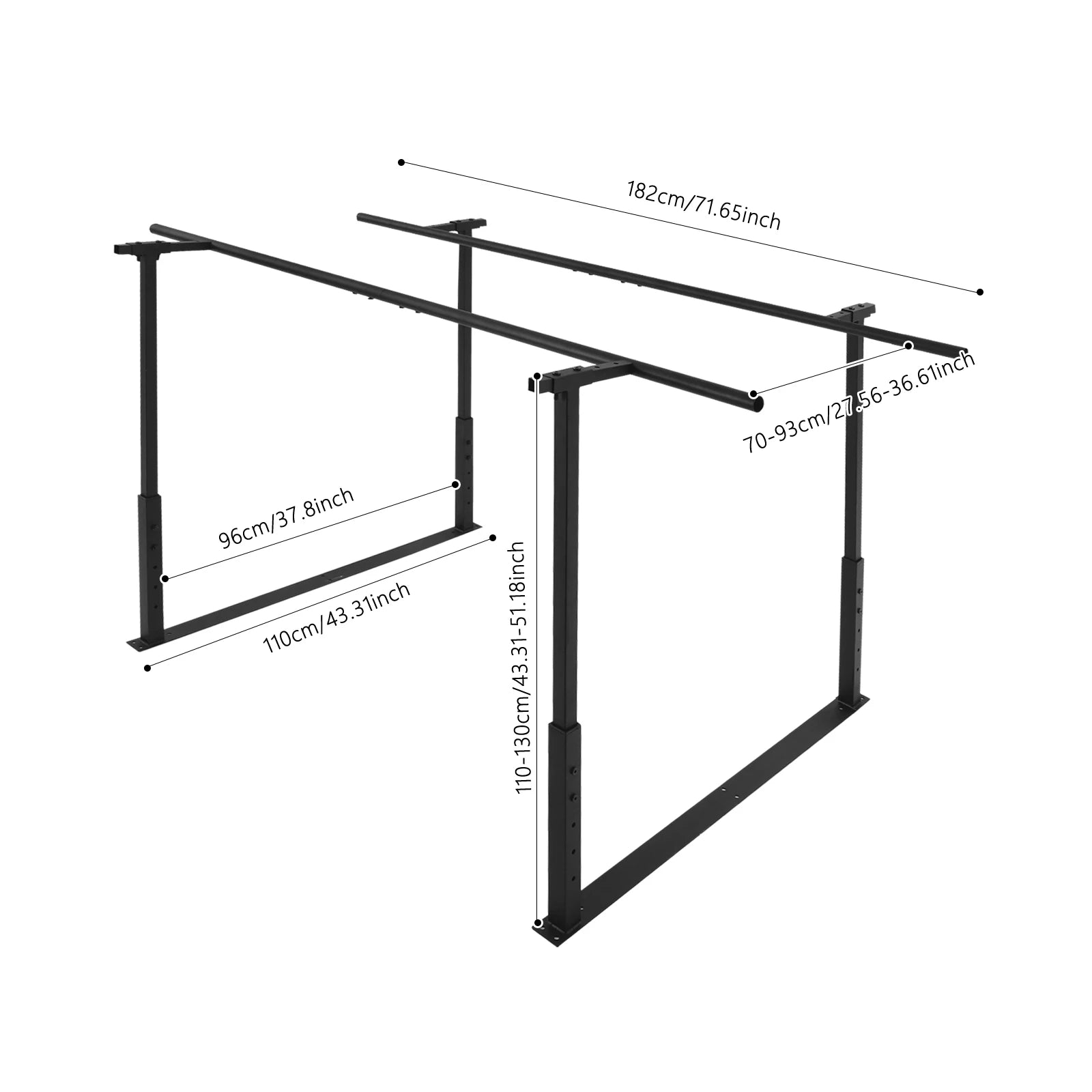 Floor Mounted Walking Assist Bar Adjustable Height & Width 182cm/6ft Length Parallel Bars for Rehabilitation Walking Balance Issues by S And B Enterprise