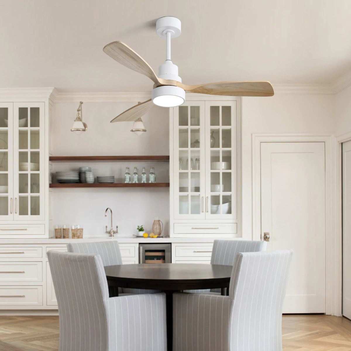 Sofucor Wood Ceiling Fan With LED Light Remote Control