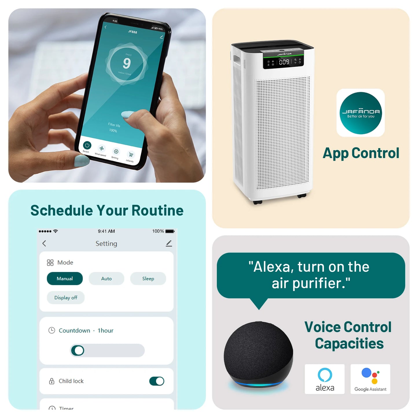 Jafanda Air Purifier Home True HEPA Activated Carbon Filter