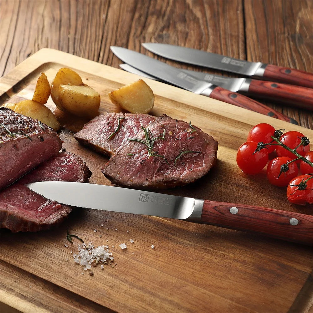 Keemake 4 Piece Stainless Steel Steak Knife Set Ultra Sharp by S And B Enterprise