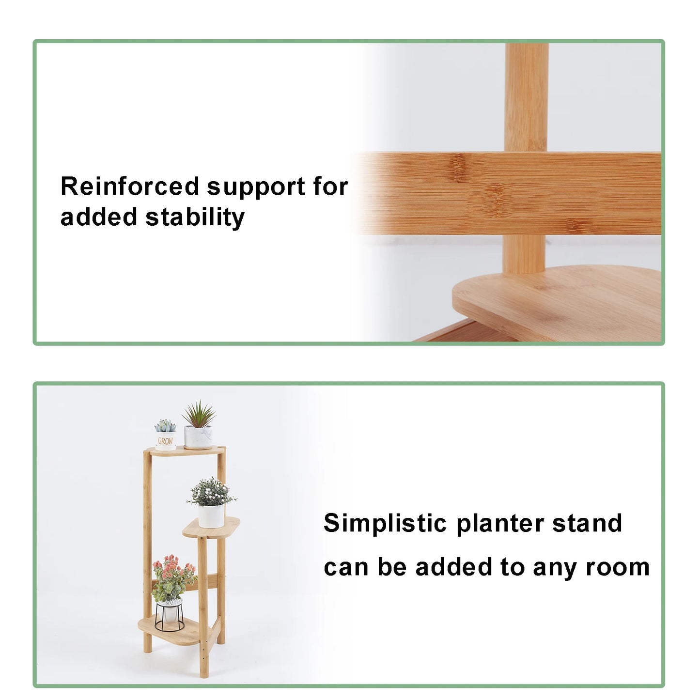 Wisfor 3 Tier Bamboo Plant Stand Corner Shelf Rack by S And B Enterprise