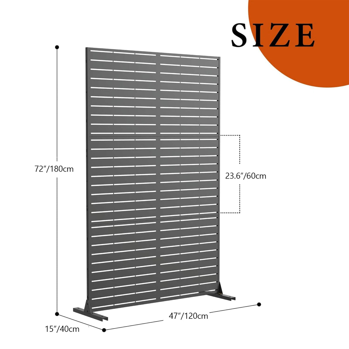 Decorative Garden Privacy Screen with Stand, gray metal, 120x183 cm outdoor divider for backyard.