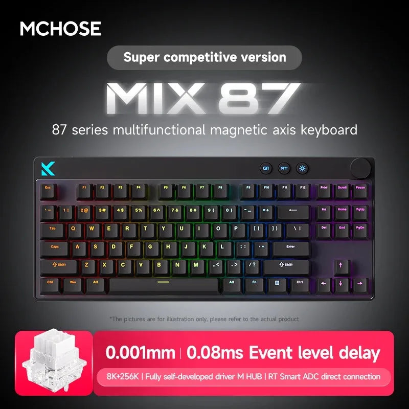 Mchose Mix87 Magnetic Swtich Keyboard Wired Gaming Keyboard 8K+256K Esport 0.08ms Low Latency E-Sports Custom Gamer Accessories by S And B Enterprise
