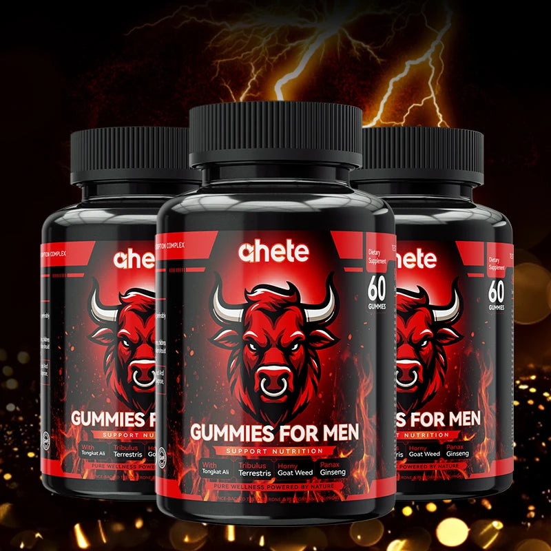 Ahete Men's Support Gummies - 60-Count Chewable Supplements, Aids Daily Vitality Maintenance & Body Comfort.
