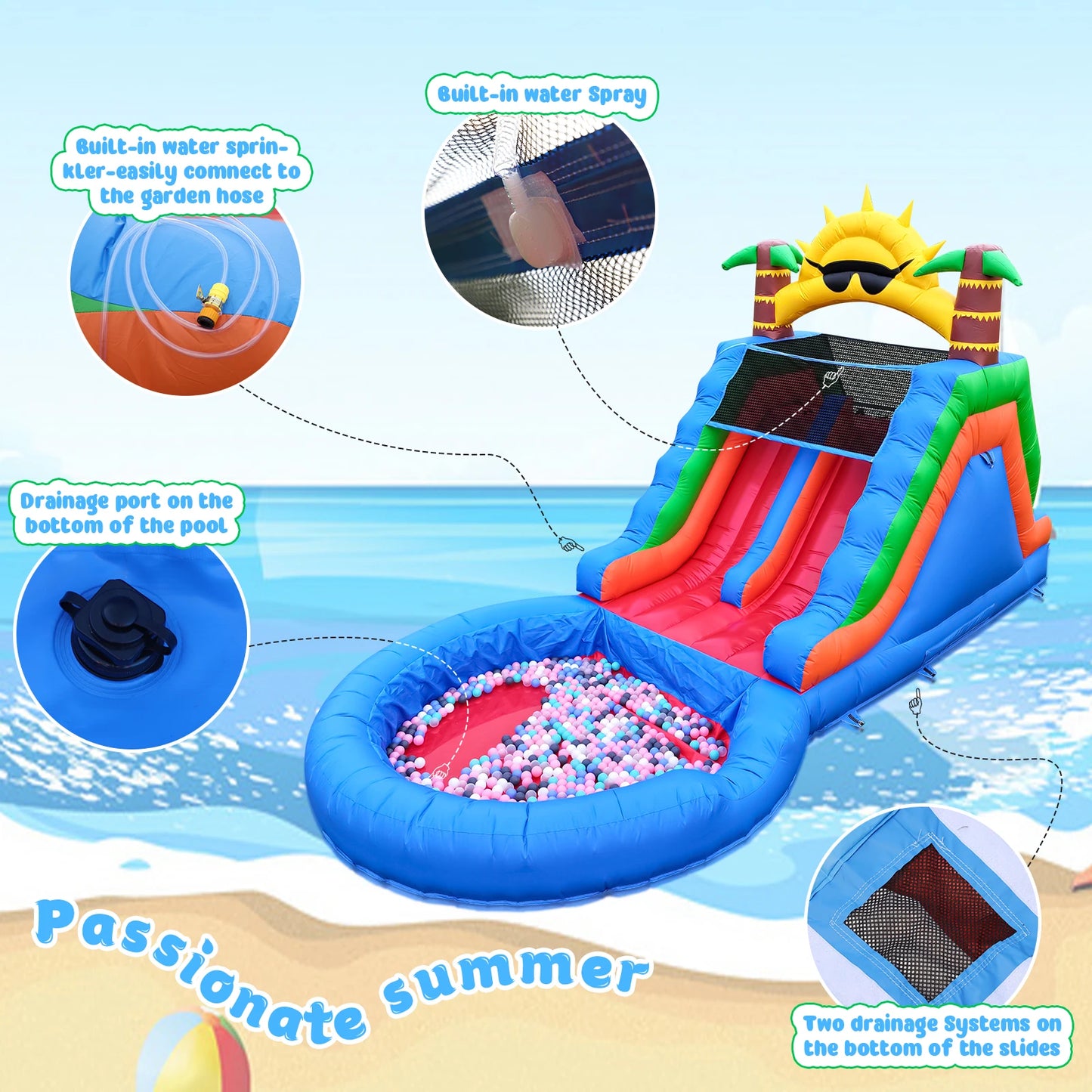 King Inflatable Water Slide With 1100W Blower For Outdoor Play