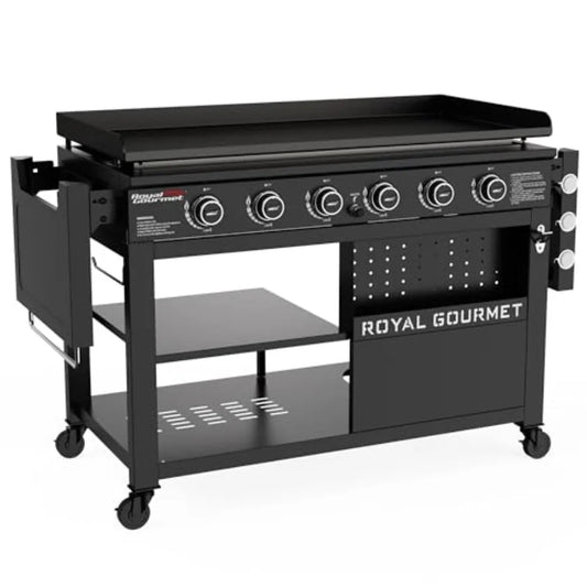 Propane Gas Griddle With Folding Side Tables 6 Burners Outdoor