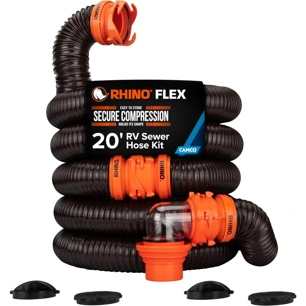 Camco RhinoFLEX RV Sewer Hose Kit With Clear Elbow by S And B Enterprise