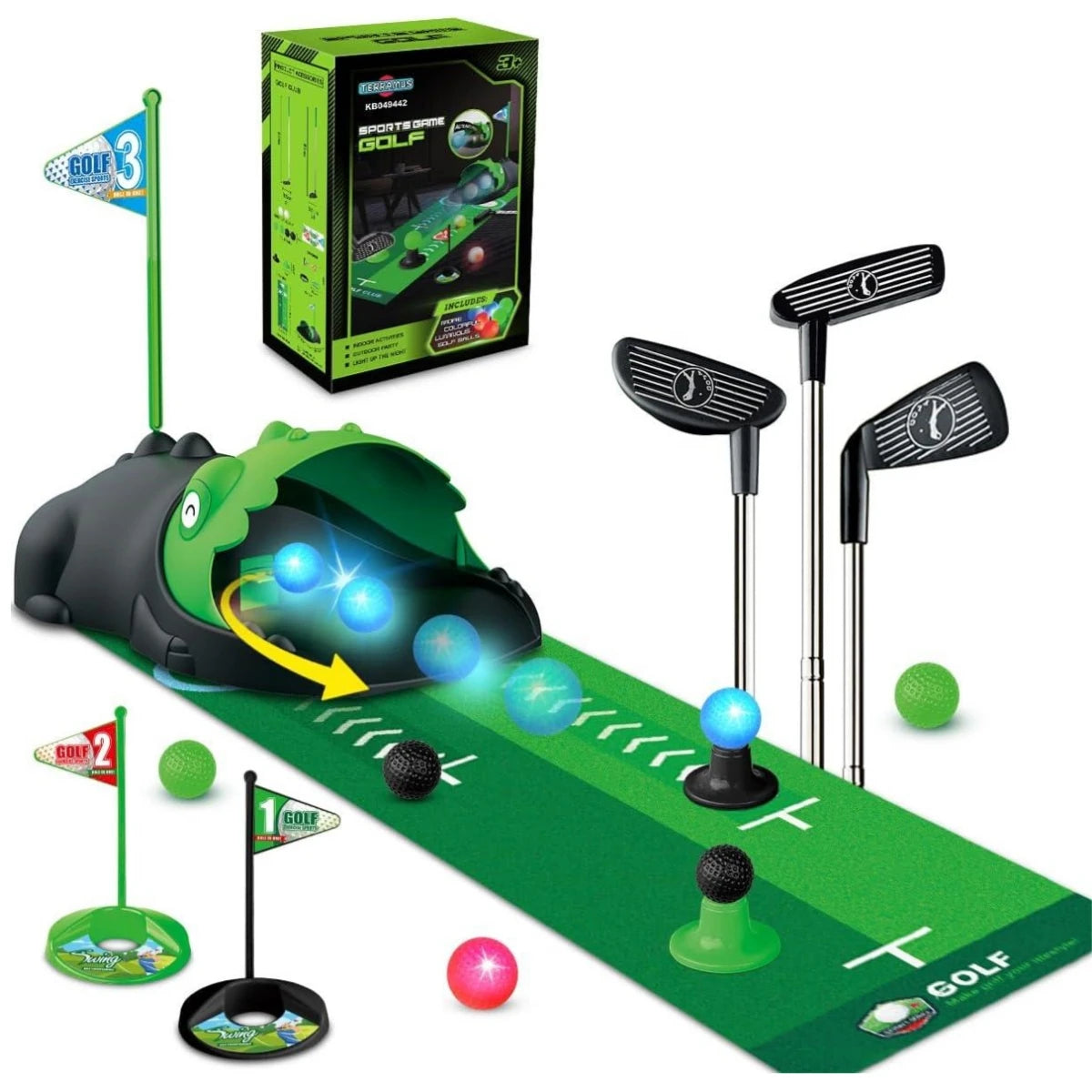 VATOS Kids Toy Golf Set Auto Return Night Light Balls