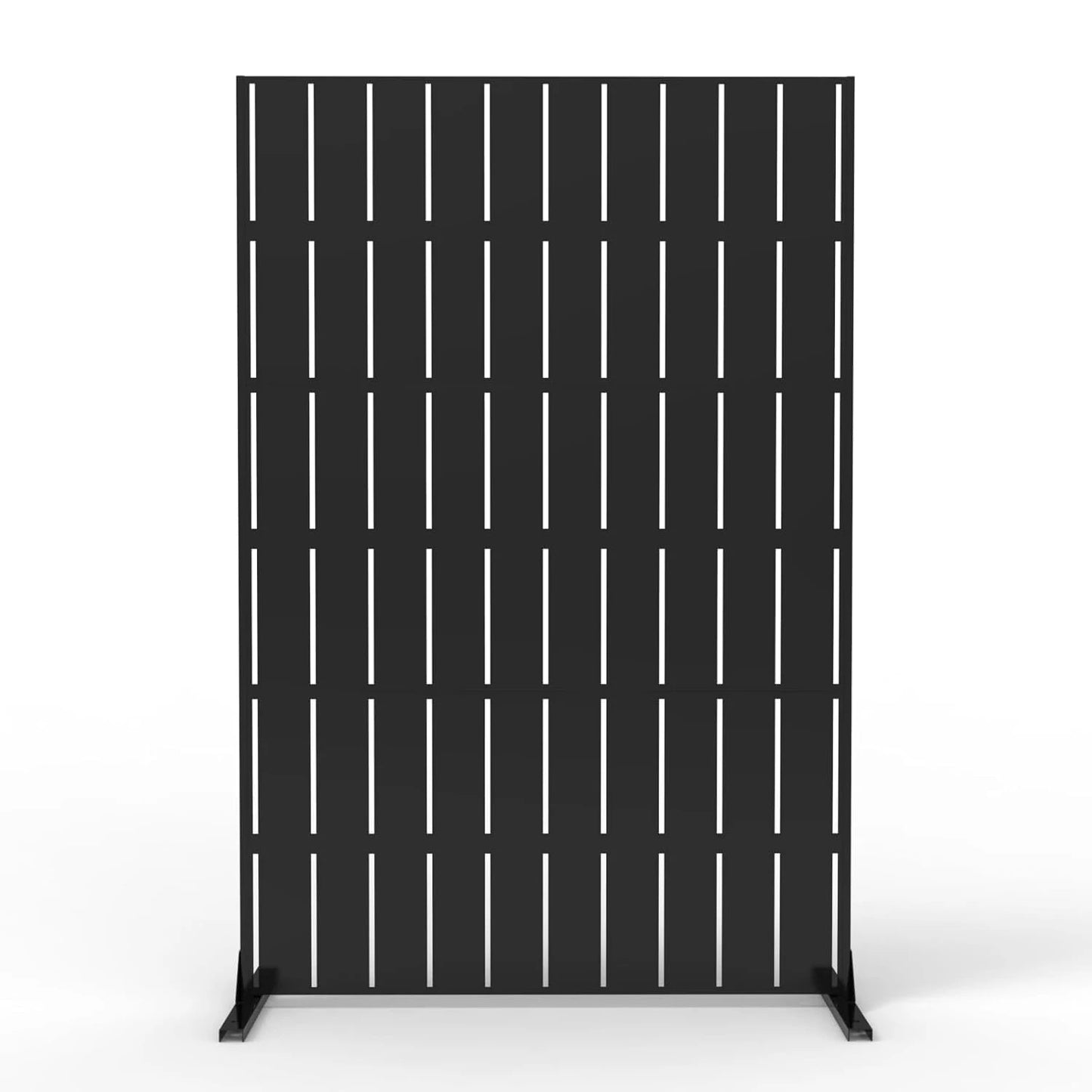Decorative garden privacy screen with stand, black panel with vertical slats, 120x183 cm, S And B Enterprise