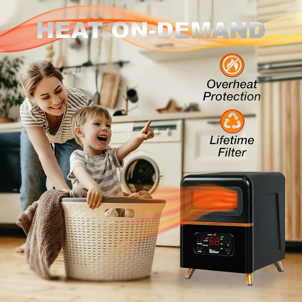 DR-978 infrared heater, portable black 1500W space heater with remote