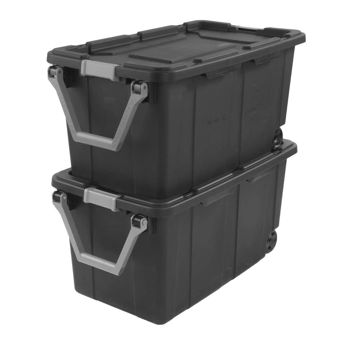 Sterilite 40-gallon wheeled plastic storage bin set of 2 with handles, black