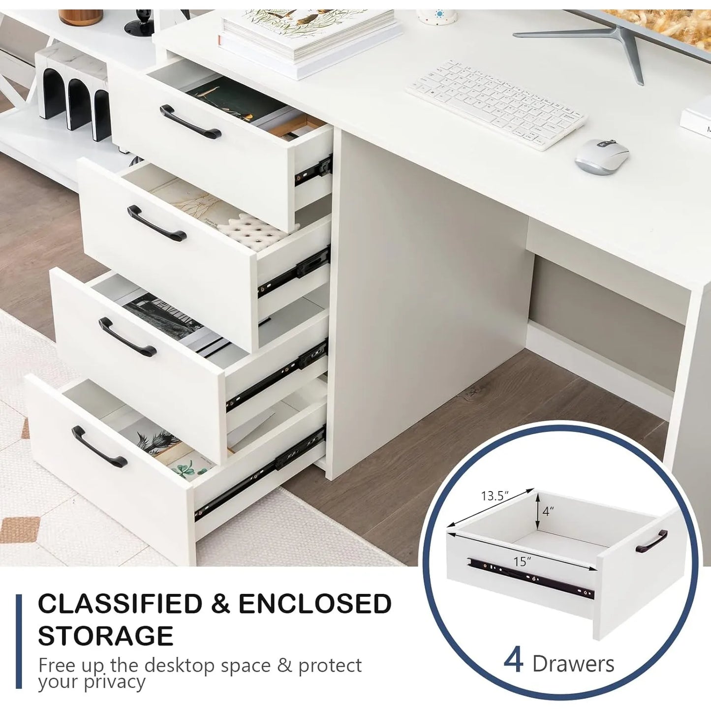XIUWO Desk With Four Drawers Modern Writing Station by S And B Enterprise