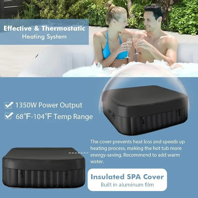 Two black inflatable hot tubs by S And B Enterprise with insulated covers.