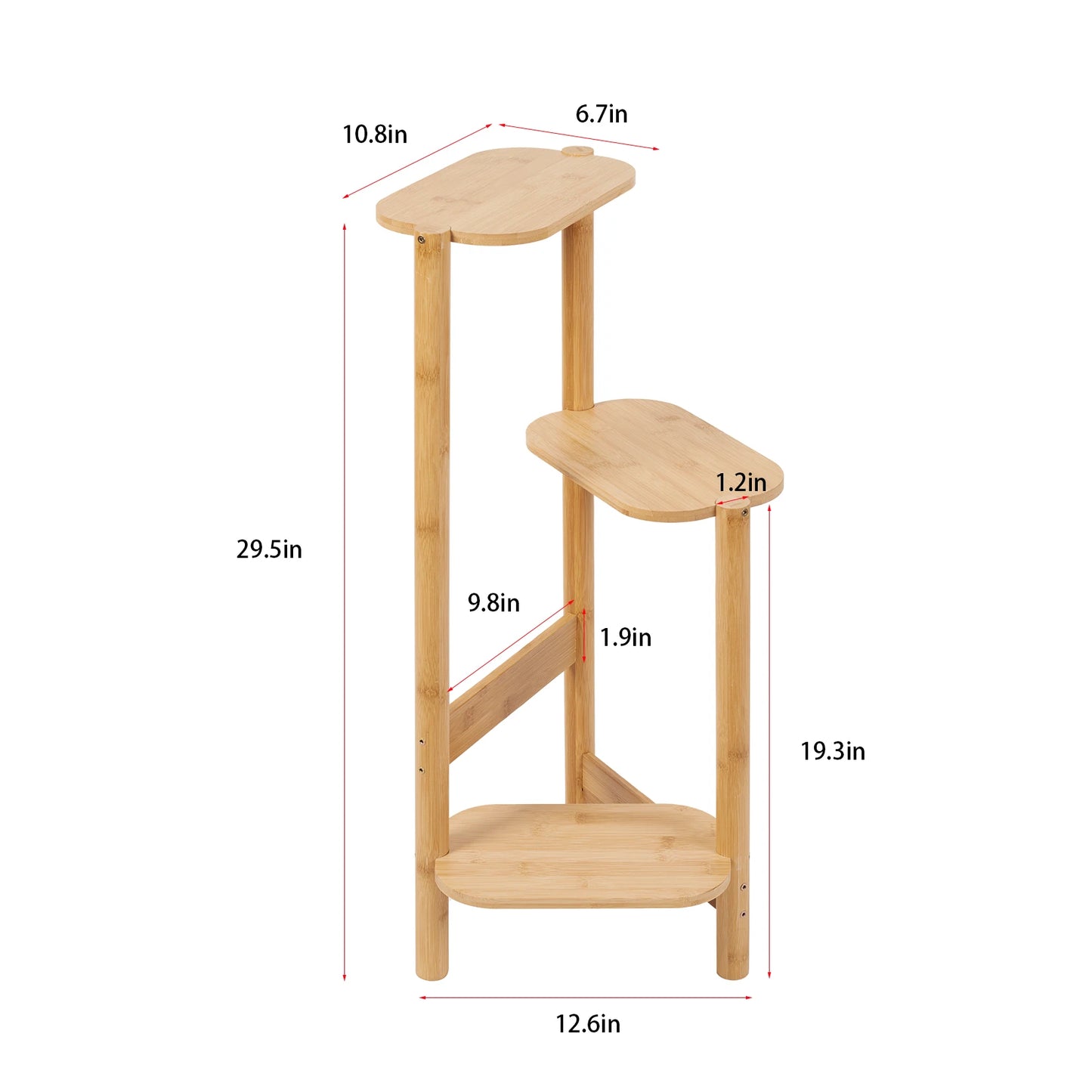 Wisfor 3 Tier Bamboo Plant Stand Corner Shelf Rack by S And B Enterprise