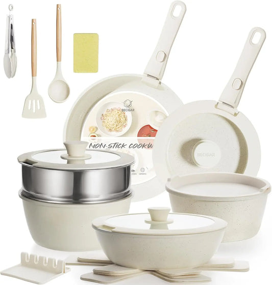 Ceramic Nonstick Cookware Set With Removable Handles