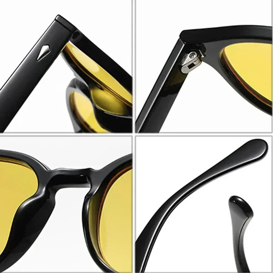 Retro Round Sunglasses Rivet Design UV400 Leopard Print