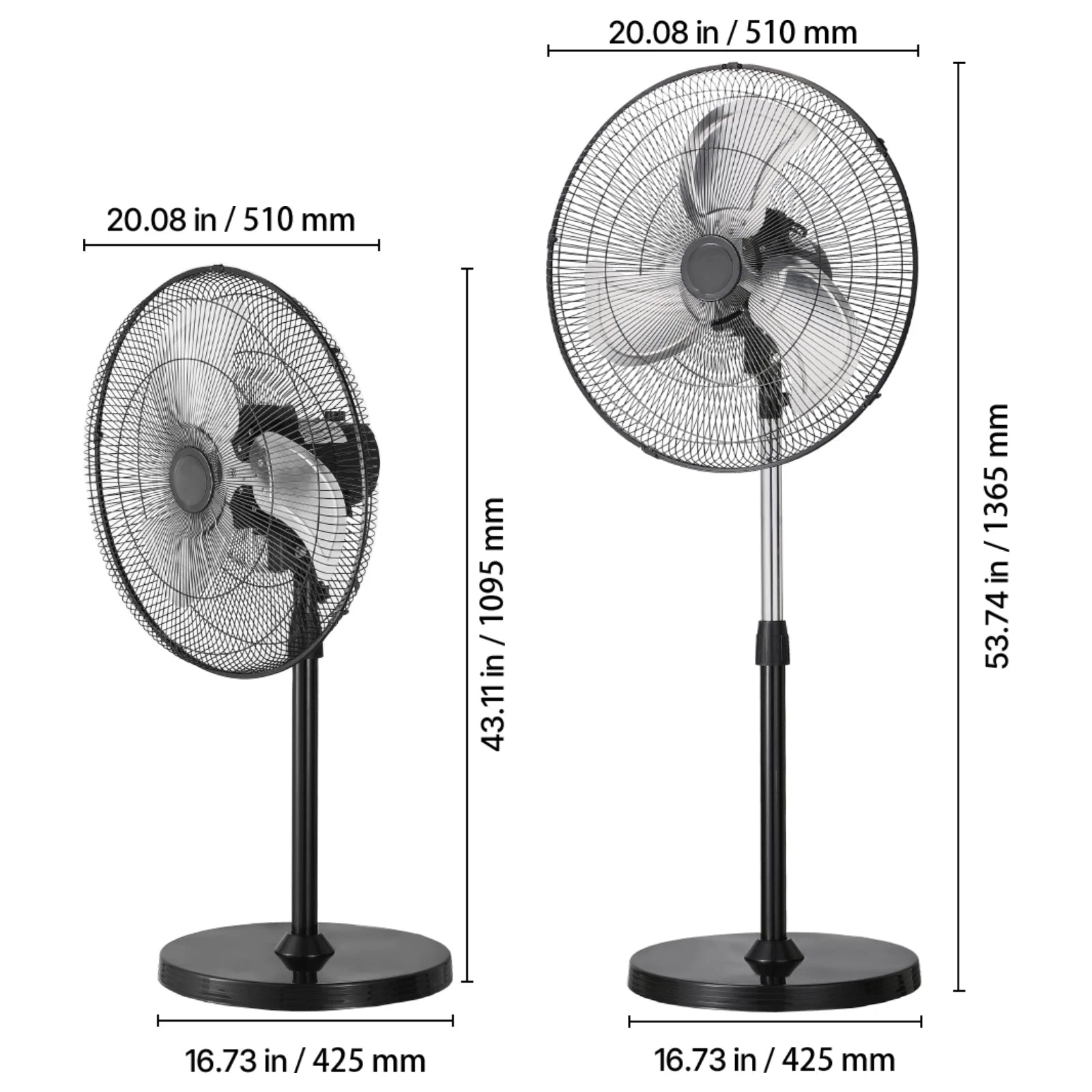 SucceBuy Industrial Pedestal Fan 16/18/24 Inch 75-Degree Oscillating Fan Height Adjustable Standing Fans with 3 Adjustable Speed by S And B Enterprise