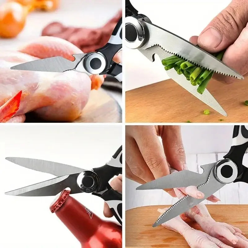 Kitchen scissors by S And B Enterprise; stainless steel, heavy-duty for bones, vegetables, bottles, and nuts