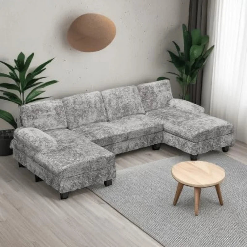 Convertible Sectional Sofa U Shaped Modern Fabric Sleeper