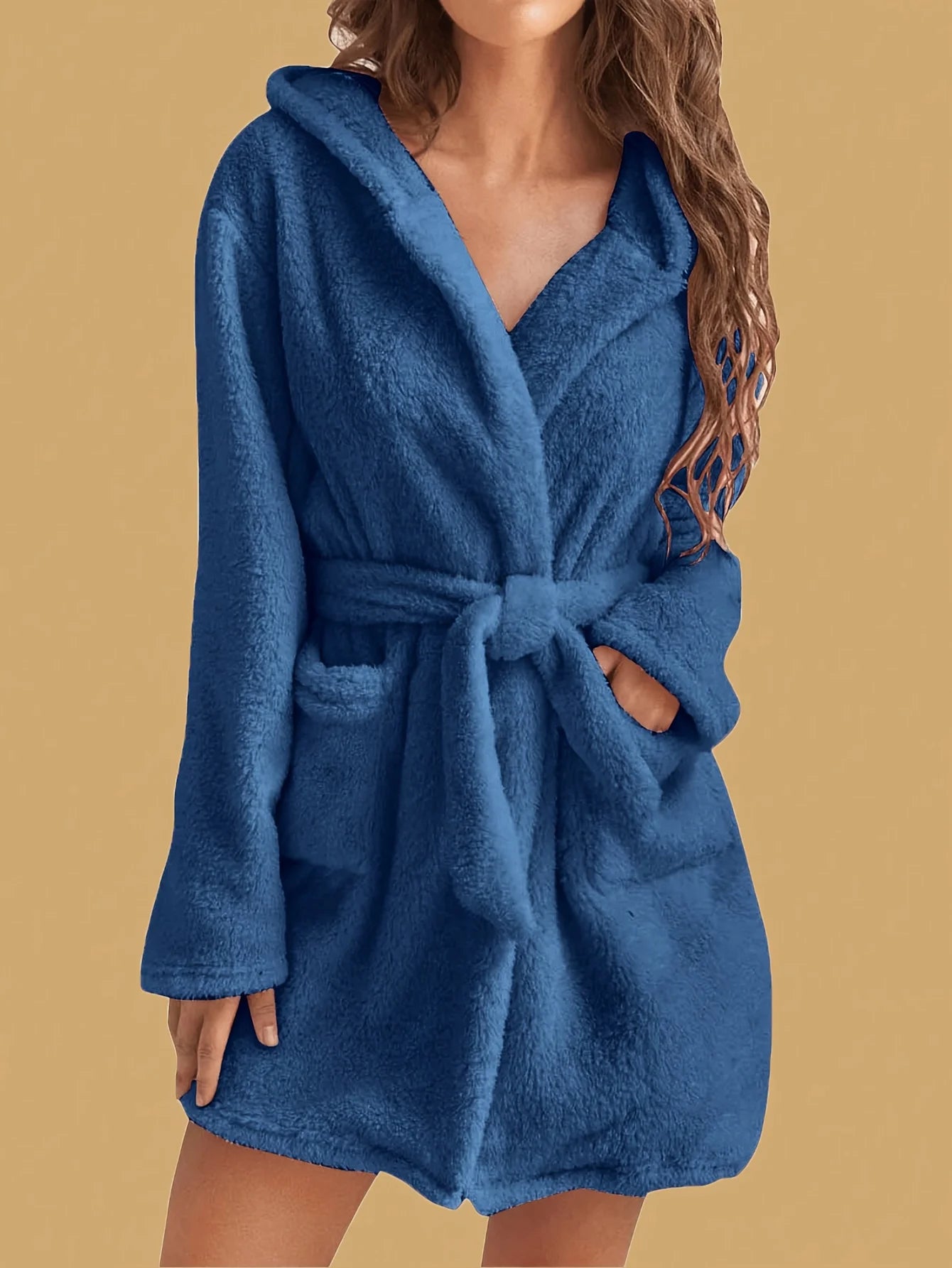 Women's Hooded Fleece Robe With Belt For Cozy Winter Home by S And B Enterprise