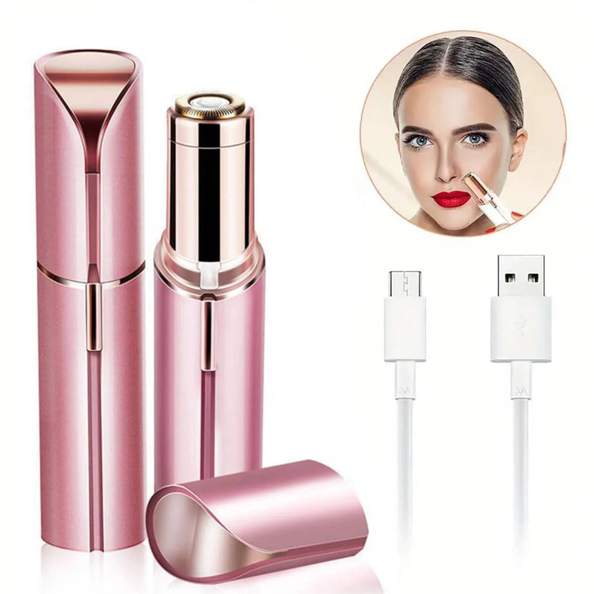 Women's Facial Hair Remover, Mini Epilator, Electric Shaver Portable Bikini Trimmer, Suitable For Lip, Chin, Underarm, Peach Fuzz, Fingers, Neck, Cheeks, USB Rechargeable (Gold And White) by S And B Enterprise