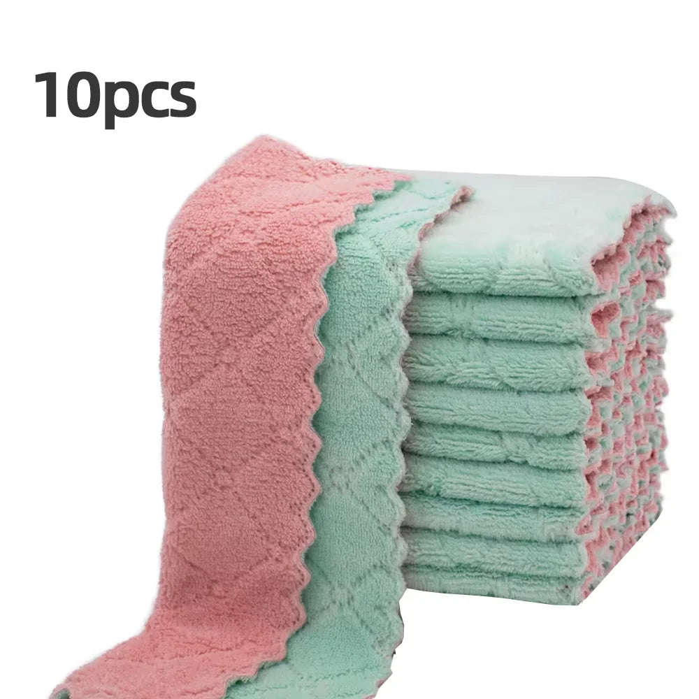 Soft Absorbent Cleaning Rags 10 Pack Reusable Dishcloths Quick Drying by S And B Enterprise