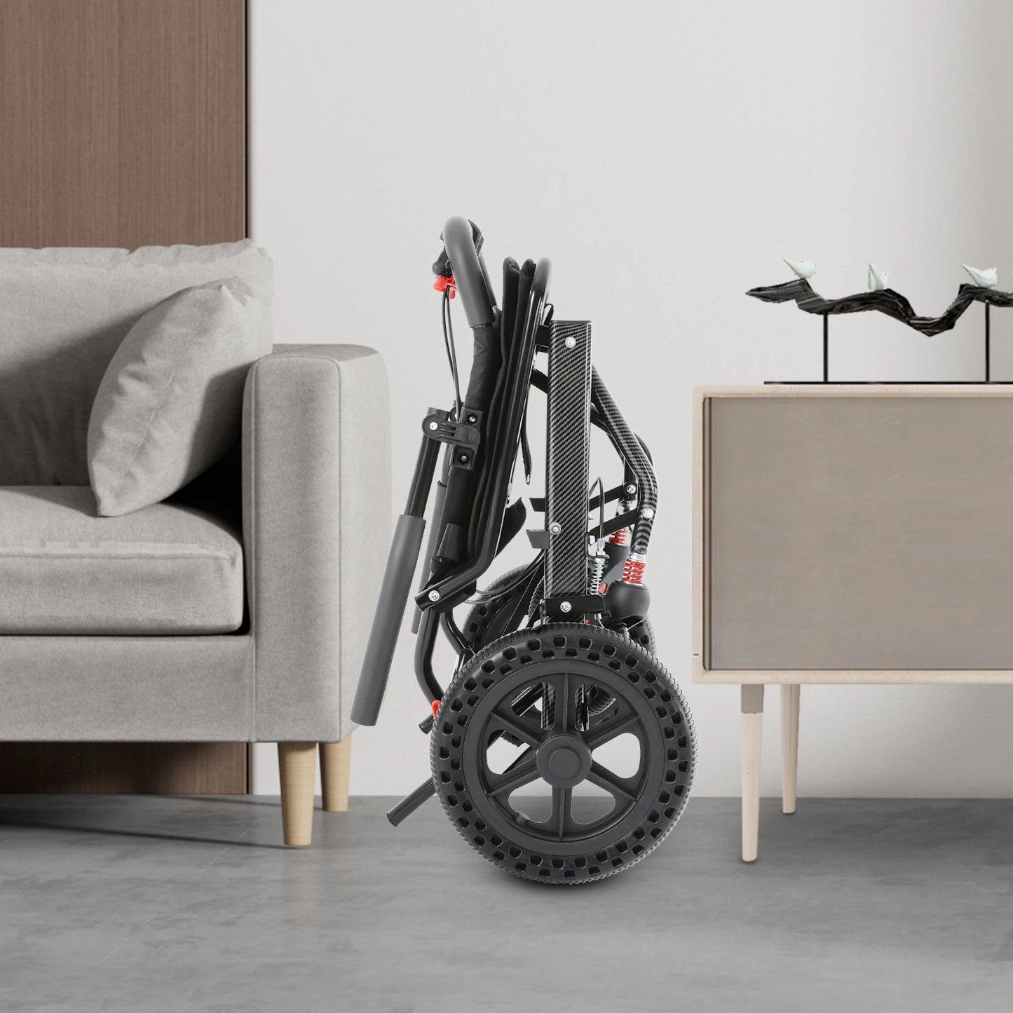 Honeycomb Tires Foldable Transport Wheelchair Portable Traveling Wheelchair Transit Wheelchairs with Storage Bag for Homes by S And B Enterprise