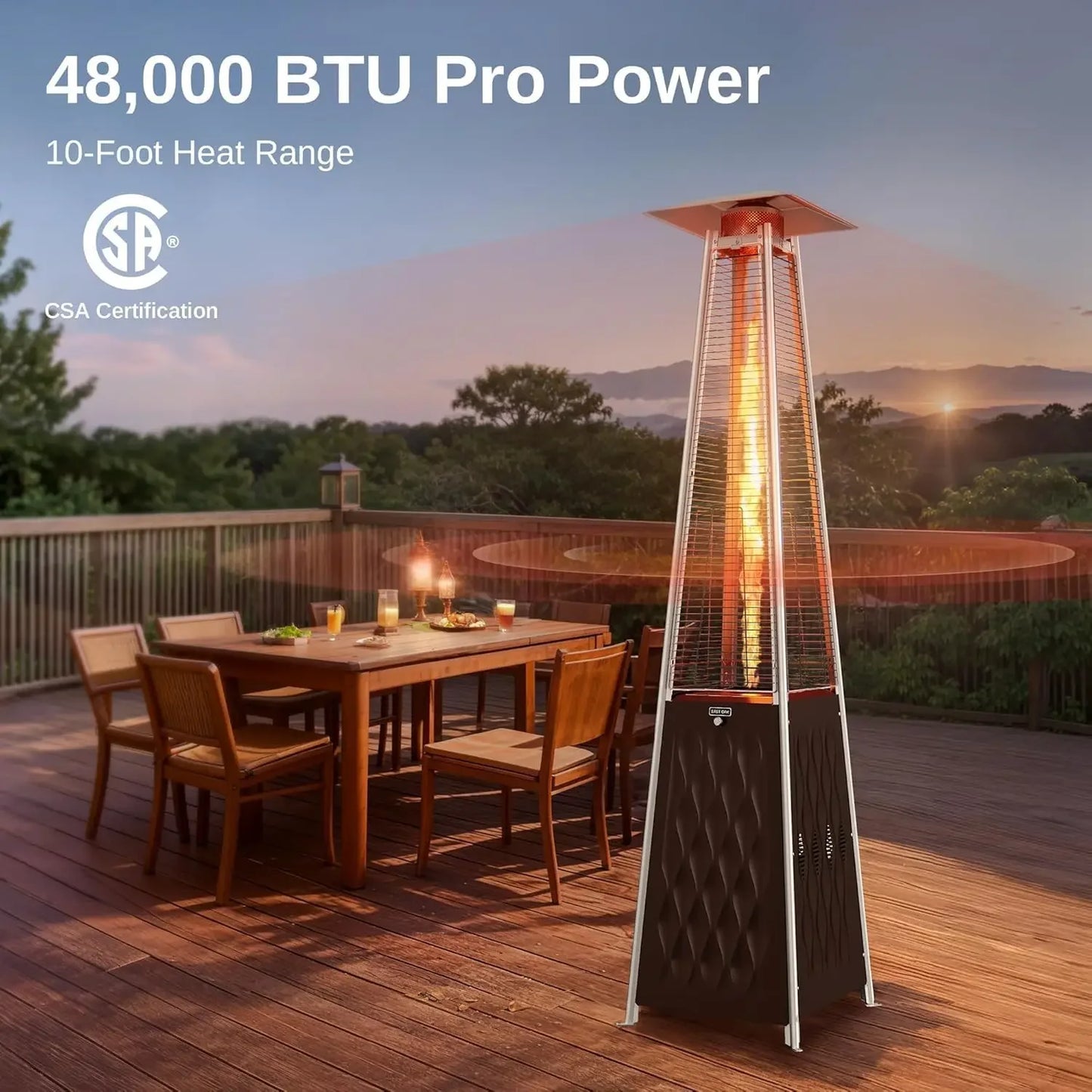 Pyramid Patio Heater Propane Outdoor With Wheels And Triple Safety