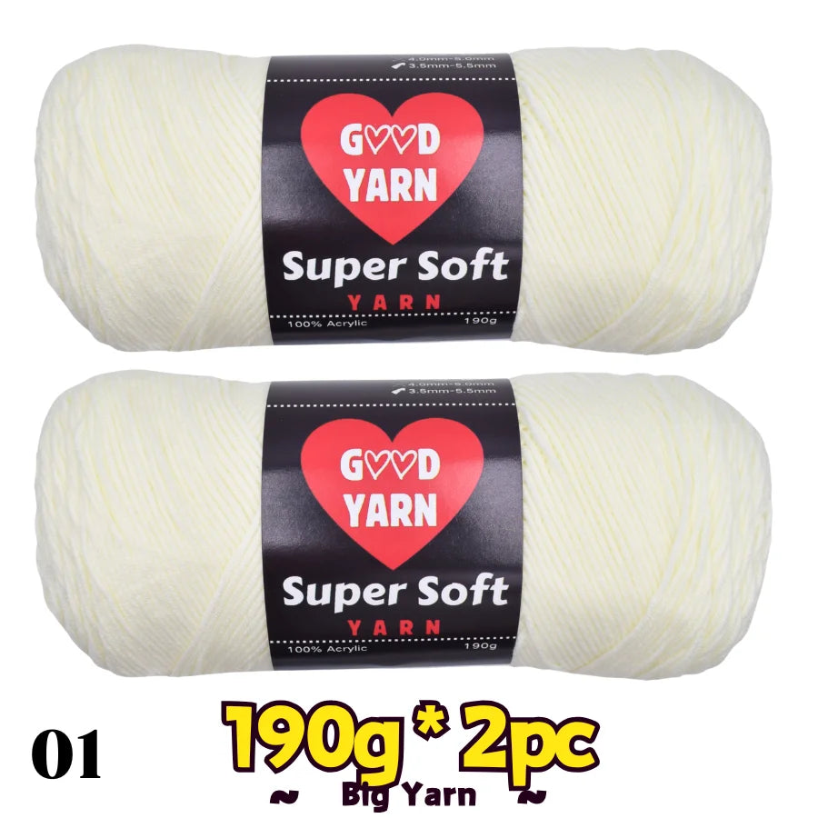 Two cream Good Yarn Super Soft velvet yarn balls, 190g each, 100% acrylic