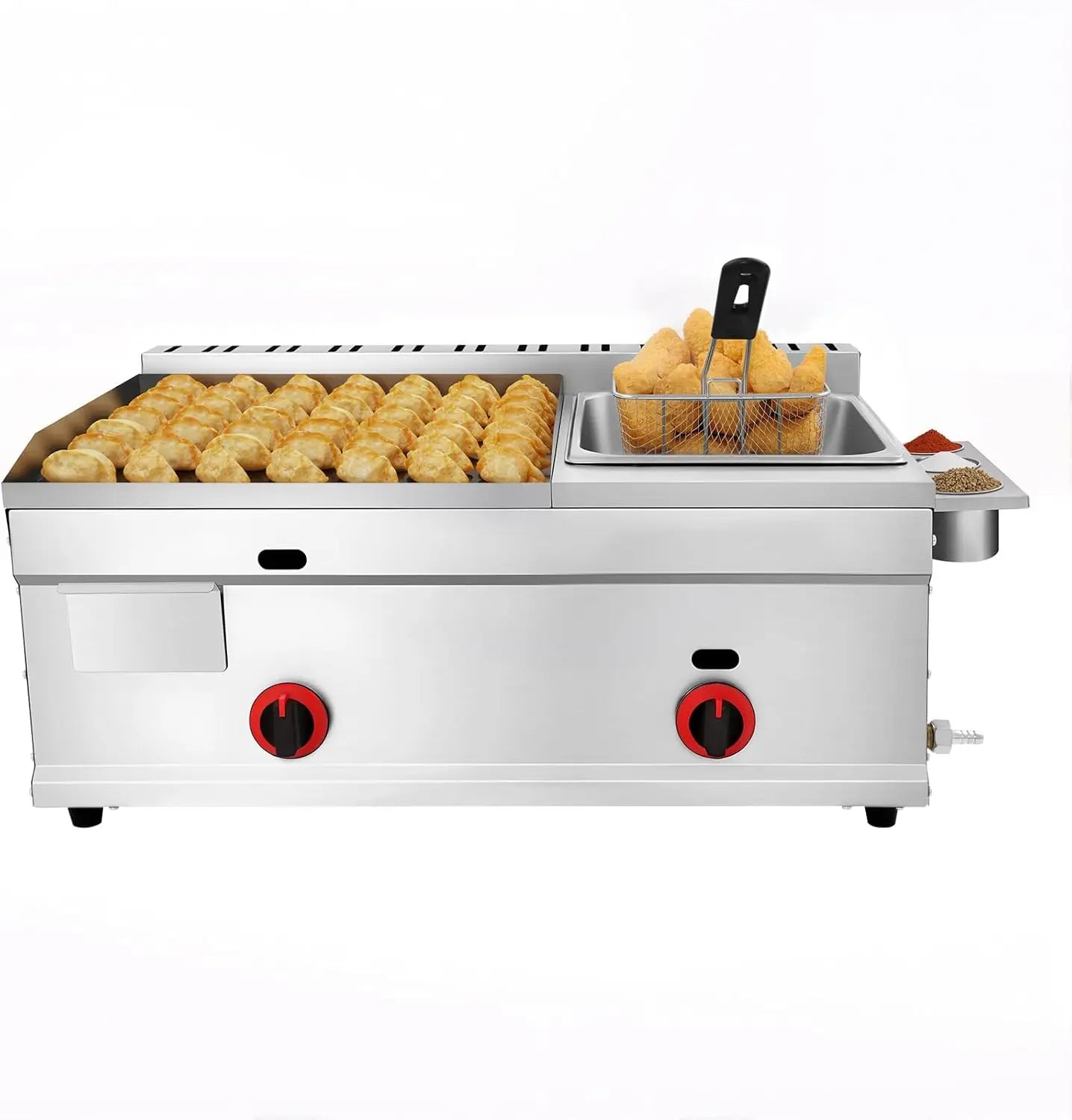 Stainless Steel Countertop Deep Fryer And Propane Griddle Combo