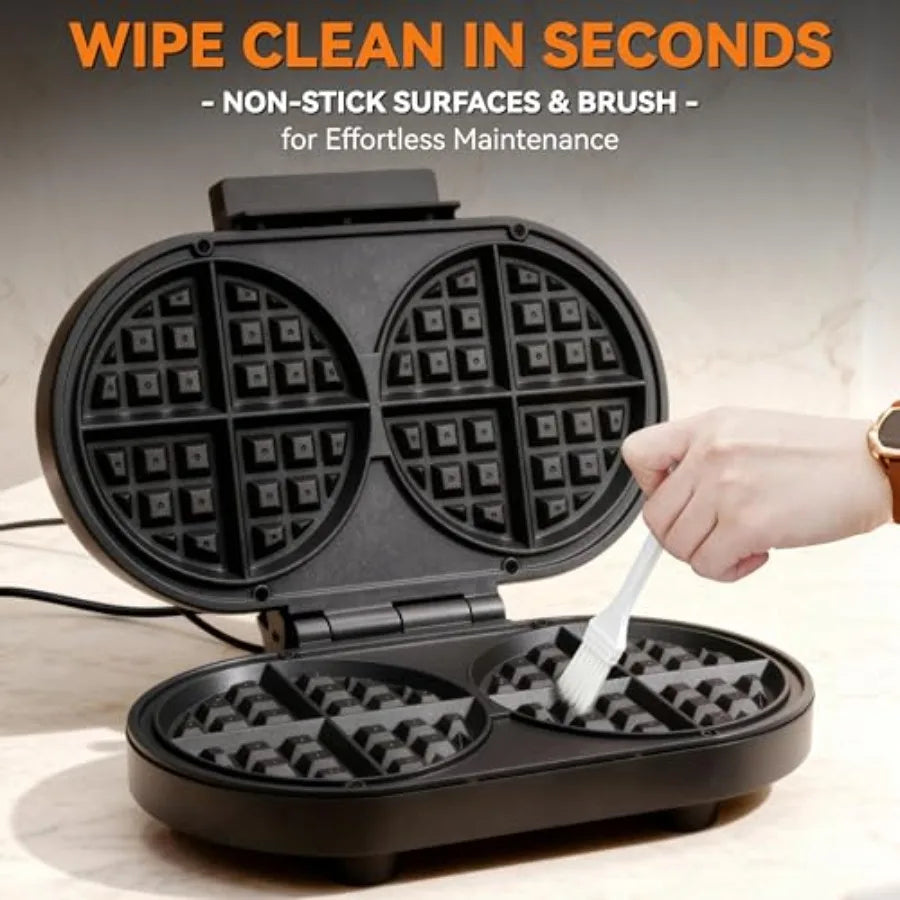 Bakers Friend Double Belgian Waffle Maker With Nonstick