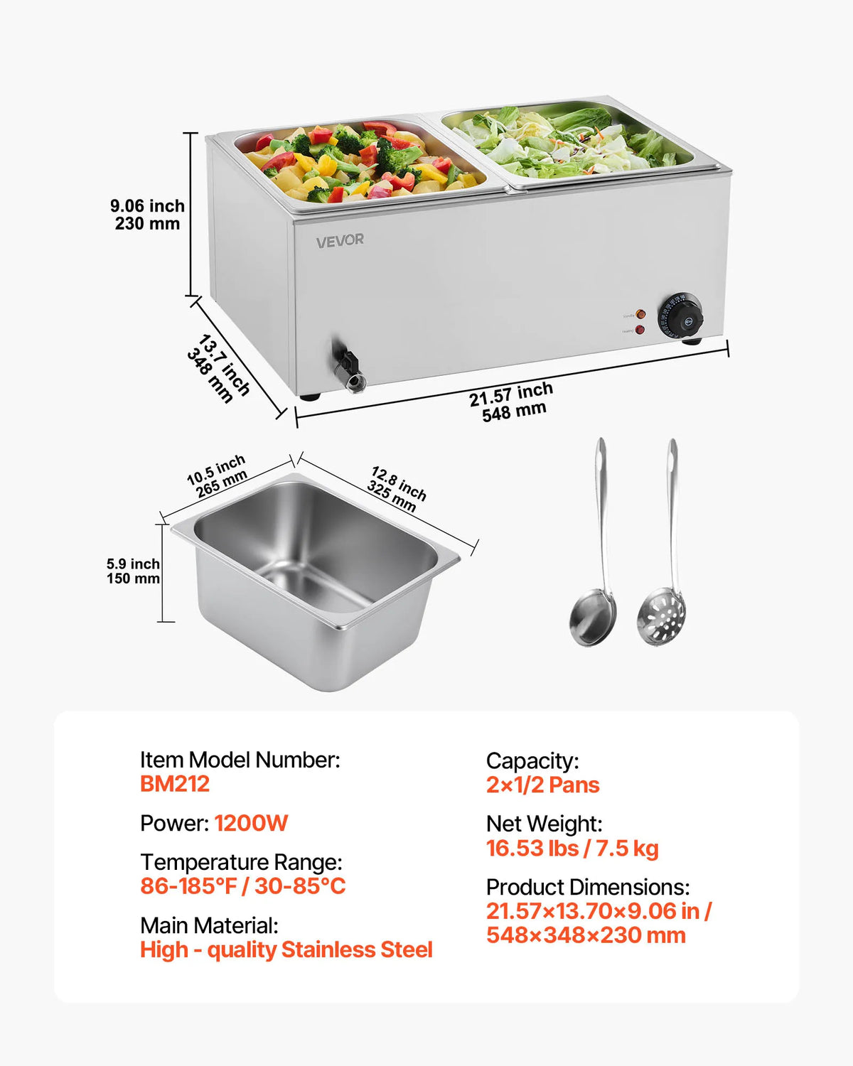 Commercial food warmer electric steam table with glass lid by S And B Enterprise SucceBuy, stainless steel, two 1/2 pans