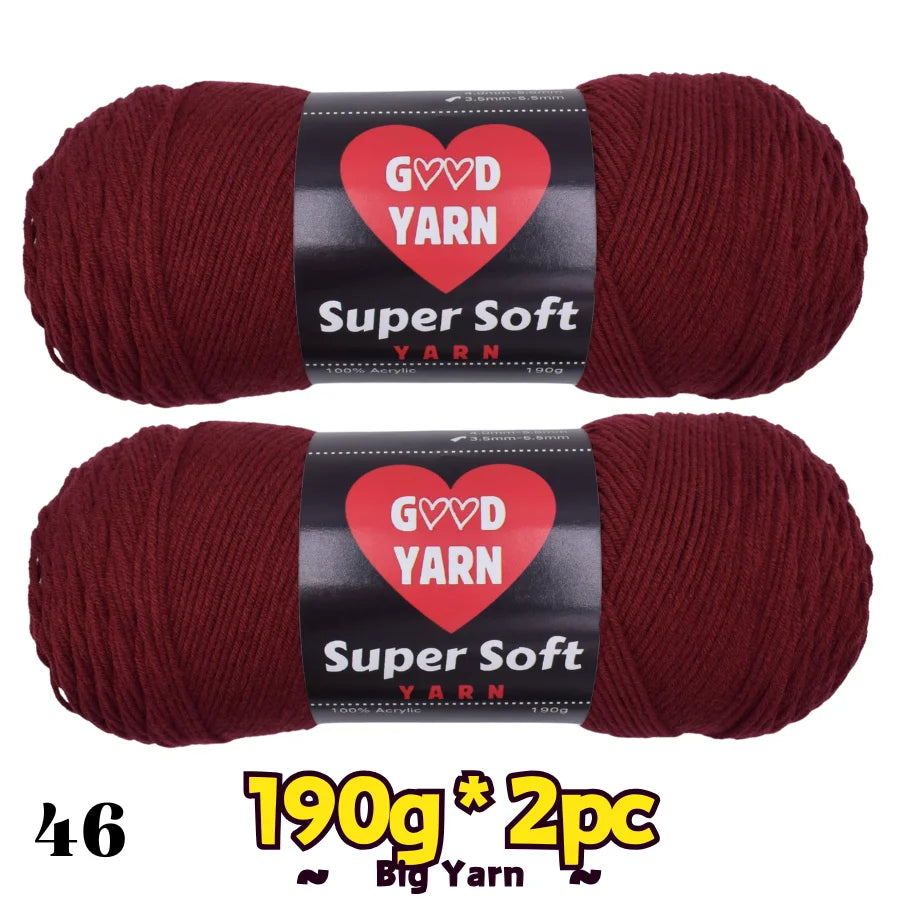 Good Yarn Super Soft Velvet Yarn skeins, two red by S And B Enterprise, 400g total.