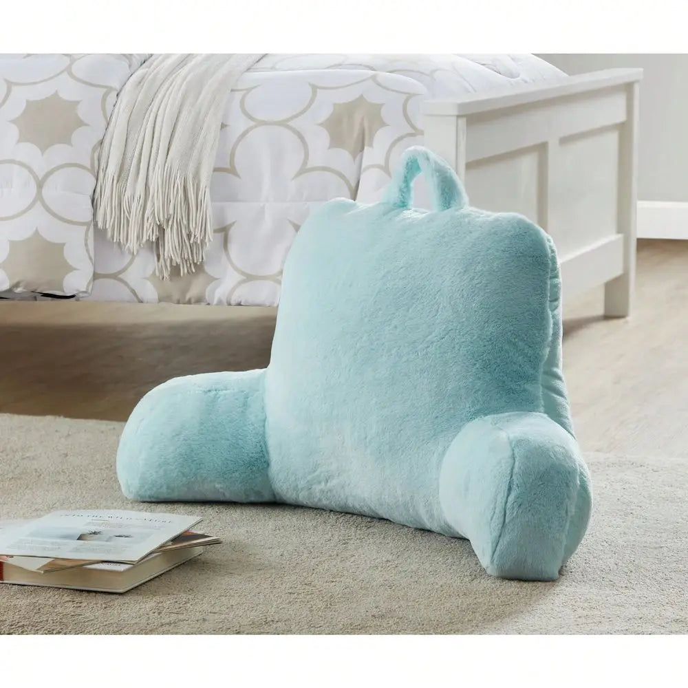 Faux Fur Plush Backrest Pillow With Memory Foam Support by S And B Enterprise
