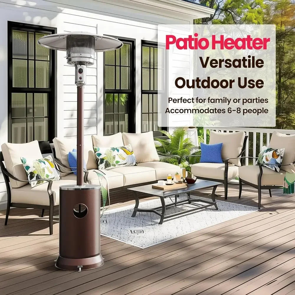 Dual-Purpose Outdoor Propane Patio Heater With Weather-Resistant Cover