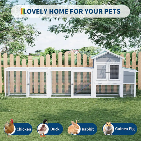 HiMISS Weatherproof Wooden Chicken Coop With Run For MultiPet Poultry